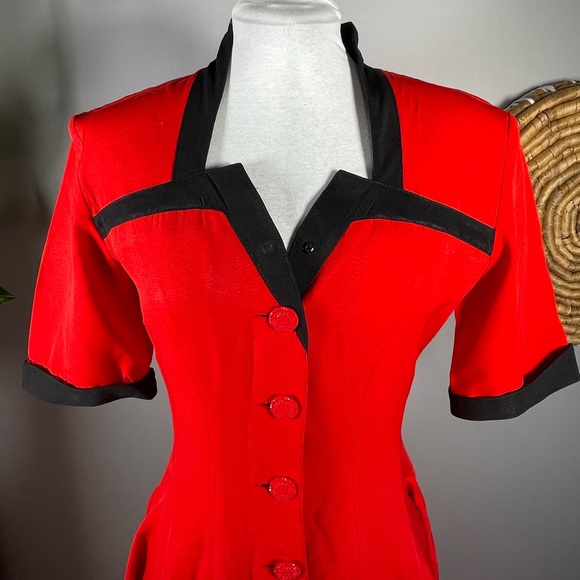 Vintage 80’s does 40’s Red Dress - Picture 2 of 8